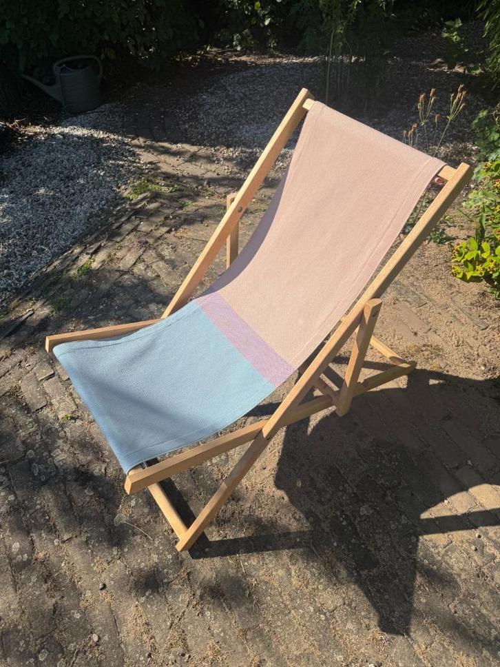 Weltevree strandstoel, Tuin en Terras, Ligbedden, Zo goed als nieuw, Hout, Inklapbaar, Verstelbaar, Ophalen