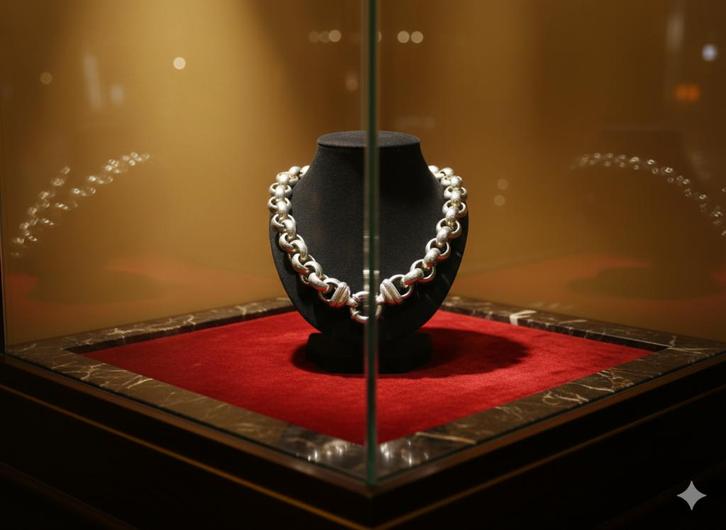 16654-1 Ontdek Ons Zware 925 Zilveren Jasseroncollier!, Sieraden, Tassen en Uiterlijk, Kettingen, Zo goed als nieuw, Zilver, Zilver