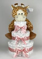 Luiertaart Kraamcadeau meisje Giraffe donker Poeder Roze, Kinderen en Baby's, Kraamcadeaus en Geboorteborden, Nieuw, Ophalen of Verzenden