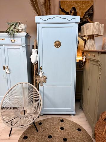 Meidenkast linnenkast biedermeier eendeurskast blauw beschikbaar voor biedingen