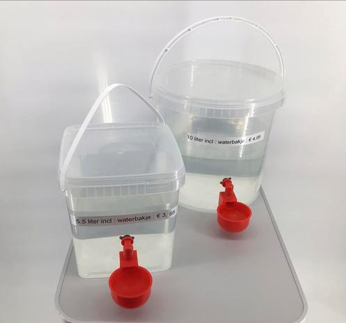 5.5 en 10 ltr emmers met drinkbakje. Nieuw. Zie tekst., Dieren en Toebehoren, Pluimvee | Toebehoren, Nieuw, Drinken en Voederen
