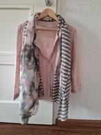 Dames top, vest en sjaal roze mt 44, Ophalen of Verzenden, Zo goed als nieuw, Maat 42/44 (L), Roze