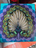 Mooie wanddecoratie met pauw 70 ee jaren , handwerk, Ophalen of Verzenden, Zo goed als nieuw