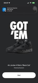 Nike Jordan 4 Black Cat - Maat 44, Kleding | Heren, Schoenen, Ophalen of Verzenden, Nieuw, Zwart, Sneakers of Gympen