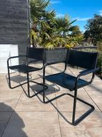 Vintage buisframe stoelen, zwart leer, Huis en Inrichting, Ophalen, Gebruikt, Twee, Zwart