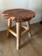 Zware kwaliteit teak houten kruk diameter 48 cm hoogte 56 cm, Ophalen, Zo goed als nieuw, Hout
