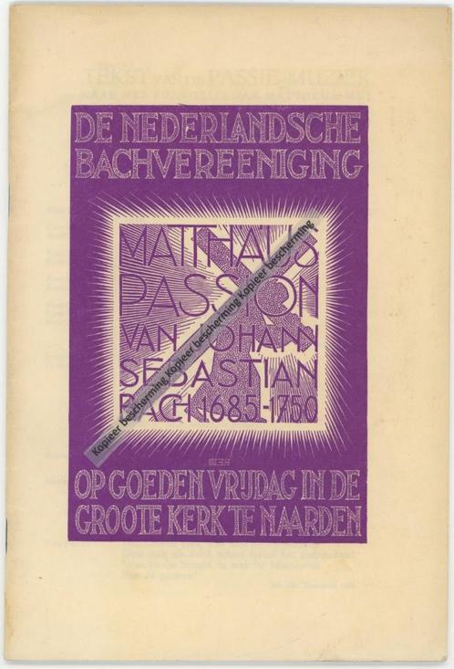 Mc.Escher 1938 - Programmaboekje Matthäuspassion Naarden, Antiek en Kunst, Kunst | Overige Kunst, Verzenden