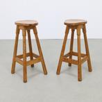 Vintage Barkrukken 2 Pinewood 1970s, Ophalen, Gebruikt, X, Hout