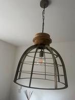 Industriële hanglamp met metalen frame hout 45cm, Huis en Inrichting, Ophalen of Verzenden, Zo goed als nieuw, Hout, 50 tot 75 cm