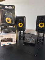 Krk Rokit 5, SSL 2, isoacoustics iso 130, Zo goed als nieuw, 120 watt of meer, Front, Rear of Stereo speakers, Ophalen