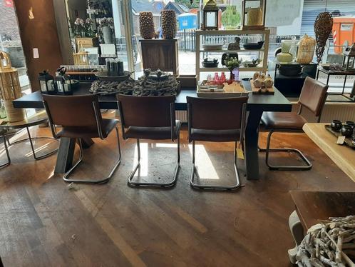 Prachtige zwartbruine eettafel X-poten 240 cm, Huis en Inrichting, Tafels | Eettafels, Zo goed als nieuw, 100 tot 150 cm, 200 cm of meer