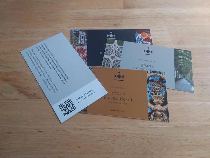 4 Entree tickets Paleis Het Loo, Tickets en Kaartjes, Musea, Twee personen, Ticket of Toegangskaart