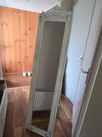 Staande spiegel barok stijl, white wash en sierlijke lijst, Ophalen, Minder dan 50 cm, Zo goed als nieuw, 150 tot 200 cm