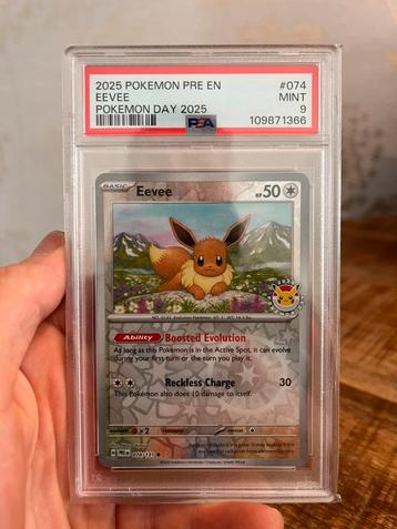 Pokemon TCG - Eevee #74 PSA 9 (Pokemon Day 2025) beschikbaar voor biedingen