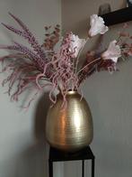 Gouden vaas met kunst bloemen, Zo goed als nieuw, Ophalen