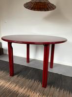 Vintage wijnrode houten ronde eettafel buro d120, Huis en Inrichting, Tafels | Eettafels, Ophalen, 50 tot 100 cm, 100 tot 150 cm