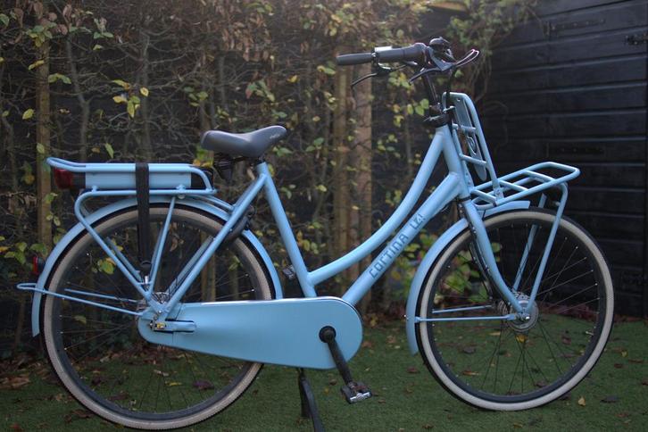 Elektrische Cortina E-U4 transporter damesfiets Blauw, Fietsen en Brommers, Fietsen | Dames | Damesfietsen, Zo goed als nieuw