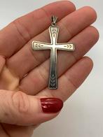 R411 Prachtige zilveren hanger kruisje, Sieraden, Tassen en Uiterlijk, Antieke sieraden, Ophalen of Verzenden, Zilver, Hanger