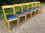 Set van 6 vintage houten eetkamerstoelen | IKEA Roger 1999, Huis en Inrichting, Vijf, Zes of meer stoelen, Blauw, Hout, Vintage