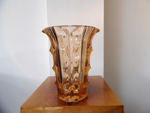 Art Deco Boheemse Vaas Stolzle, orange, Antiek en Kunst, Antiek | Vazen, Ophalen of Verzenden