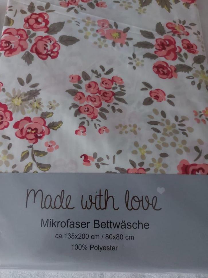 2 x 1pers. overtrek "Made with Love" Nieuw !!!, Huis en Inrichting, Slaapkamer | Beddengoed, Nieuw, Dekbedovertrek, Eenpersoons