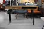 Mooi smal bureau / sidetable metaal mangohout met lade, Huis en Inrichting, Bureaus, Ophalen, Nieuw