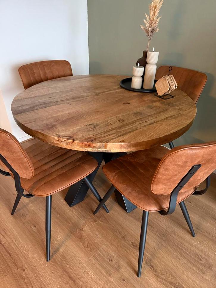 Ronde Mango Houten Salontafel, Huis en Inrichting, Tafels | Eettafels, Zo goed als nieuw, 50 tot 100 cm, 100 tot 150 cm, Rond