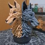 Wolven borstbeeld - handgemaakt sculptuur, Antiek en Kunst, Ophalen of Verzenden