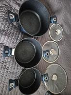 3x pan + deksel, Gebruikt, Inductieplaat, Pannenset, Ophalen of Verzenden