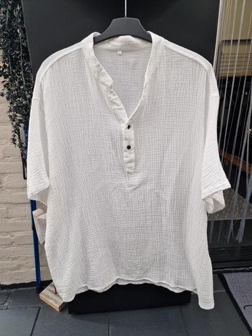 NIEUW Wit net shirt mt 4XL stretch heerlijke stof beschikbaar voor biedingen