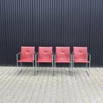 Arco Frame stoel rood leer (set van 4), Huis en Inrichting, Stoelen, Leer, Vier, Gebruikt, Arco