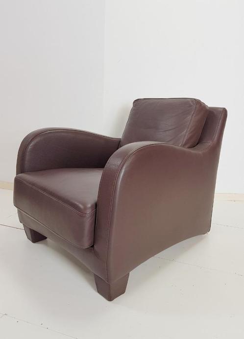 Fauteuil Musa design leer modern lounge chair leder Italië, Huis en Inrichting, Fauteuils, Gebruikt, Hout, Leer, Overige materialen
