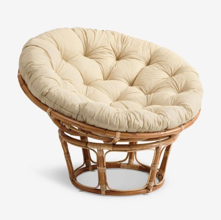 Comfortabele Papasan Stoel, Huis en Inrichting, Stoelen, Gebruikt, Eén, Riet of Rotan, Stof, Bruin, Ophalen