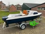 NETTE KAJUIT-VISBOOT+YAMAHA 9.9PK 4TAKT+TRAILER zie omschr, Tot 10 pk, Ophalen of Verzenden, Zo goed als nieuw, 3 tot 6 meter