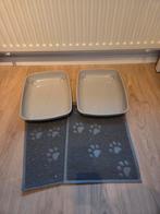 2x lichtgrijze kattenbak + 2x uitstapmat, ZGAN, Ophalen of Verzenden, Zo goed als nieuw, Open