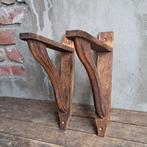 2x Brocante oude houten console plankddrager *Etage3*, Huis en Inrichting, Gebruikt, ., Ophalen of Verzenden, .