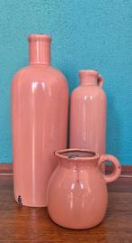 Decoratie vazen set zalm roze achtig, Ophalen, Overige kleuren, Nieuw, Glas