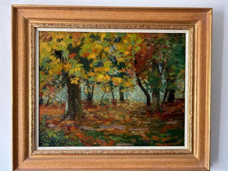 A.M Gorter - Kleurrijke herfstvoorstelling, Antiek en Kunst, Kunst | Schilderijen | Klassiek, Ophalen