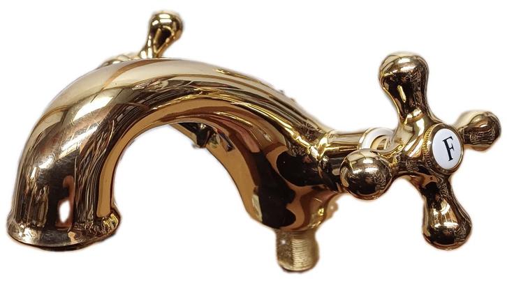 Wastafelmengkraan Rapetti Amarcord Goud kleurig opruiming., Doe-het-zelf en Verbouw, Sanitair, Zo goed als nieuw, Kraan, Ophalen