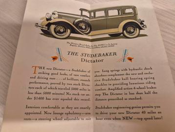 1928 Studebaker Dictator folder originele uitgave izgst  beschikbaar voor biedingen