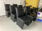 Eetkamerstoelen leer met wieltjes, Huis en Inrichting, Stoelen, Ophalen, Gebruikt, Zwart, Leer