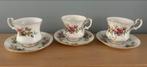 3 x kop en schotels .royal Albert. Moss rose, Antiek en Kunst, Antiek | Servies los, Ophalen of Verzenden