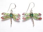 Mooie Zilveren Oorhangers - Libelle, Verzenden, Zilver, Oorbellen, Met edelsteen