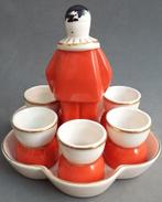 Om 1930 Art Deco CLOWN Keramiek Eierdop Eierdoppen Set, Ophalen of Verzenden