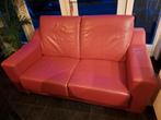 2x Rode leren banken - gratis af te halen in Tiel, Huis en Inrichting, Banken | Bankstellen, Ophalen, Gebruikt, 150 tot 200 cm