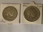 2 zilveren rijksdaalders willem 3 de jaren 1850 en 1852, Postzegels en Munten, Munten | Nederland, Ophalen of Verzenden, Koning Willem III