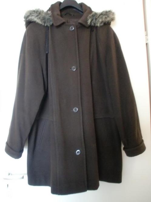 Wollen wintercoat donker bruin met afneembare capuchon Canda, Kleding | Dames, Jassen | Winter, Zo goed als nieuw, Maat 42/44 (L)