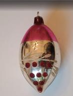 Ajeko kerstbal zilver, roze, handgeschilderd, glasgruis, Antiek en Kunst, Ophalen of Verzenden