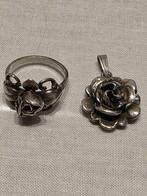 Theodor Klotz TEKA ring met roos en hanger roos met ketting, Sieraden, Tassen en Uiterlijk, Ringen, Gebruikt, Ophalen of Verzenden