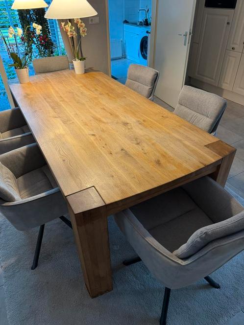 ZGAN | Eetkamertafel Massief Eiken |  220x100x78, Huis en Inrichting, Tafels | Eettafels, Zo goed als nieuw, Ophalen